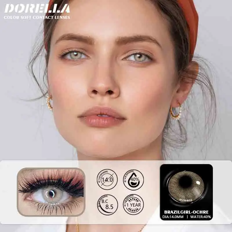 D'ORELLA 1 Pair(2pcs) Natural Color Lens Eyes Yearly Color Contact Lenses For Eyes Beauty Contact Lenses Eye Cosmetic Color Lens