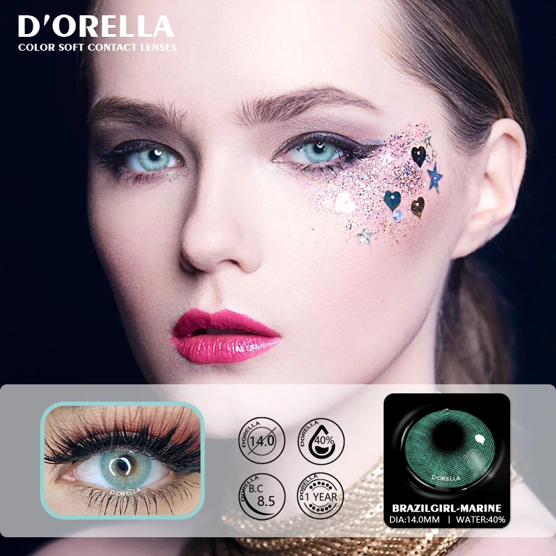 D'ORELLA 1 Pair(2pcs) Natural Color Lens Eyes Yearly Color Contact Lenses For Eyes Beauty Contact Lenses Eye Cosmetic Color Lens