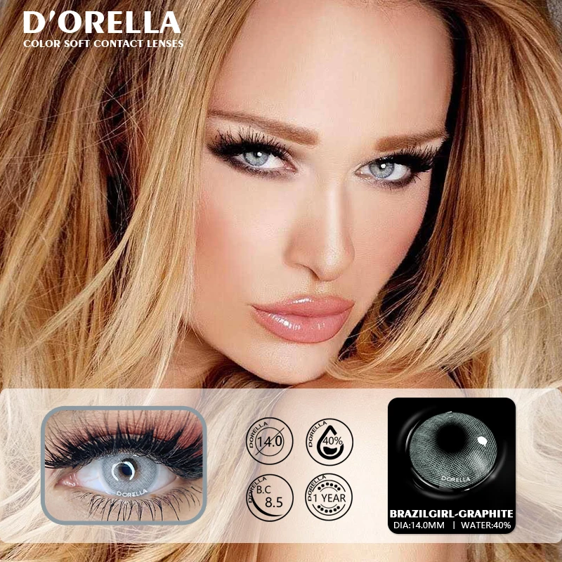 D'ORELLA 1 Pair(2pcs) Natural Color Lens Eyes Yearly Color Contact Lenses For Eyes Beauty Contact Lenses Eye Cosmetic Color Lens