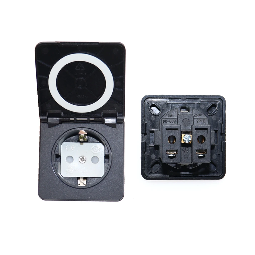 Germany Waterproof Industrial Socket AC Power Socket EU Concealed Plug Electrical Waterproof Cover Power Connector Safety Socket