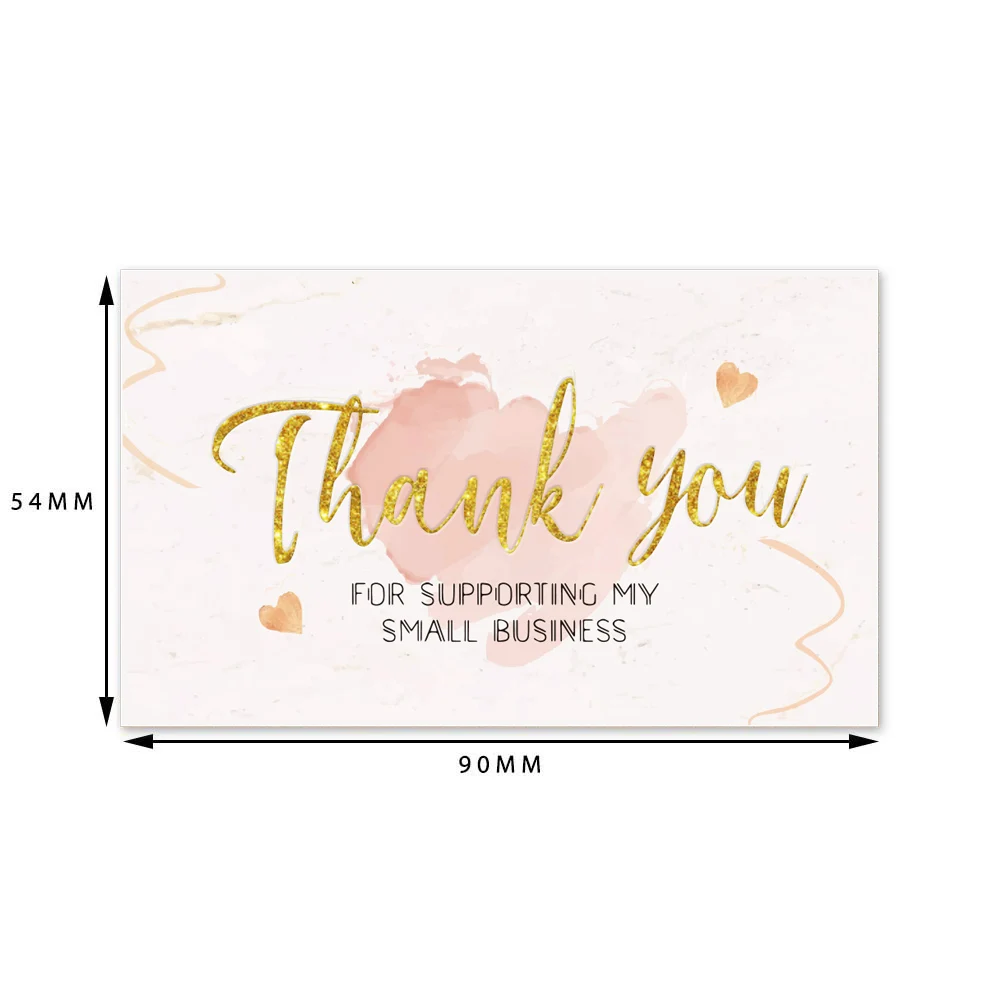 30 Pcs/pack Thank You Card Foil Gold Card Thank You For Your Supporting My Small Business Card Small Shop Gift Decorative Card