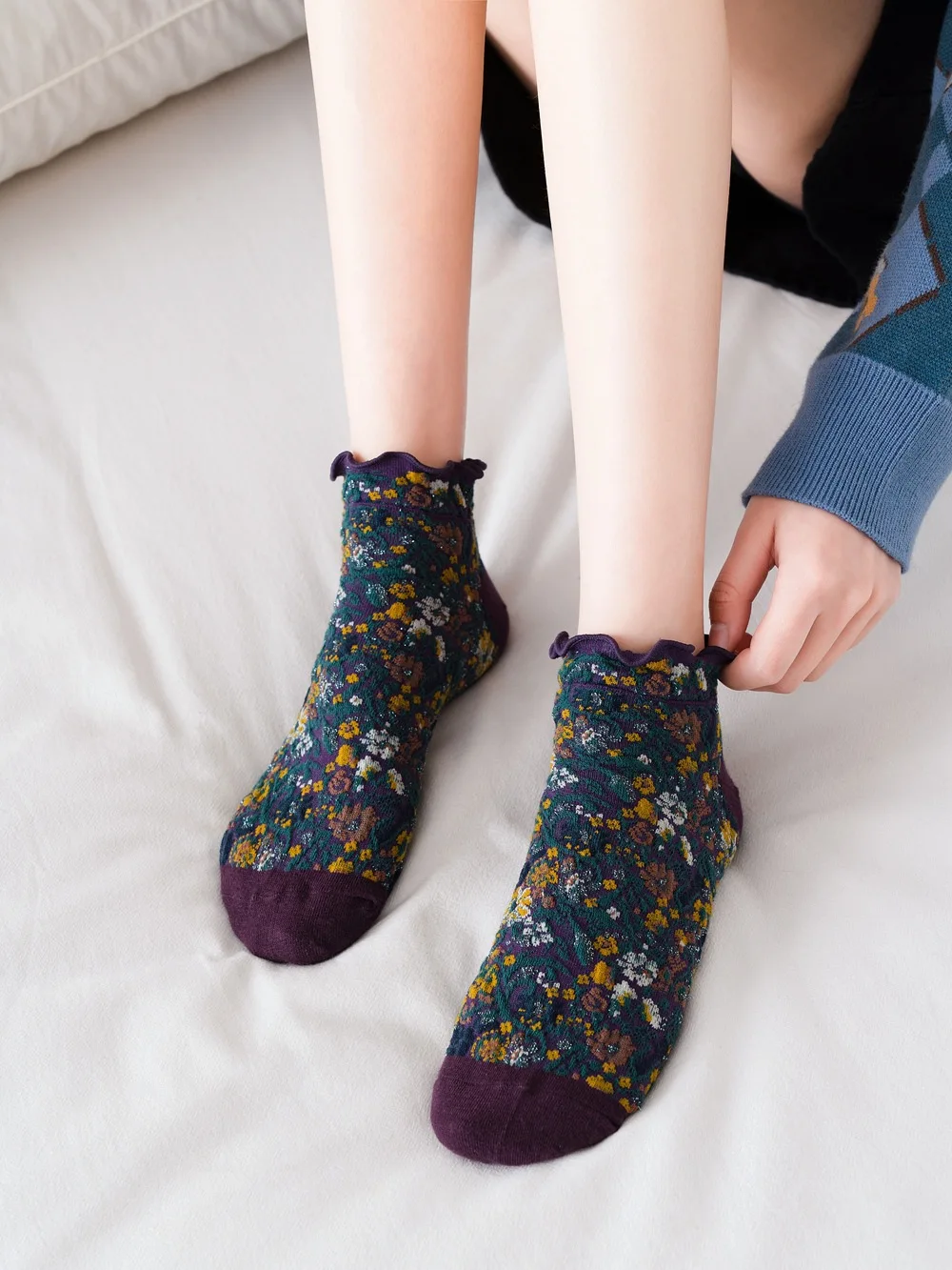 Fashion Print Cotton Woman Socks Summer Harajuku Retro Short Socks Korean Japanese Style Kawaii Cute Low Cut Ankle Sock Slippers