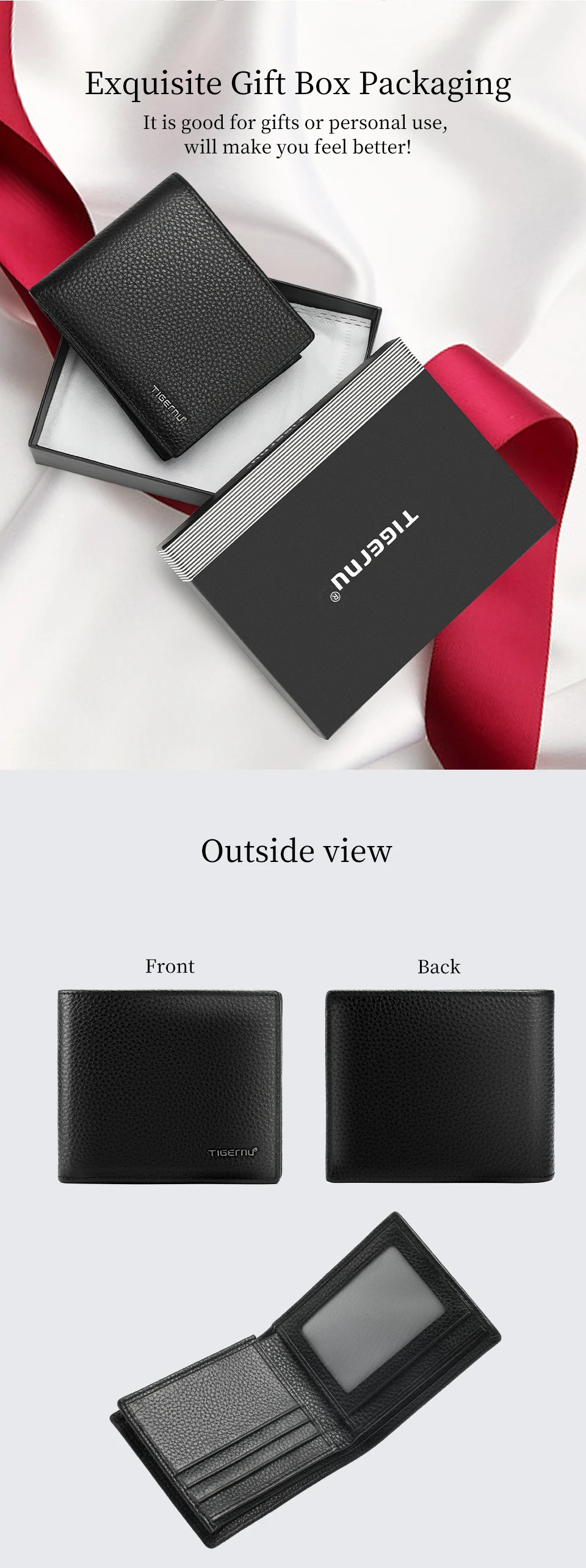Tigernu 100% Genuine Leather Men Wallet Designer Men's Purse Card Wallet For Men Small Money Bag High Quality Luxury Male Wallet