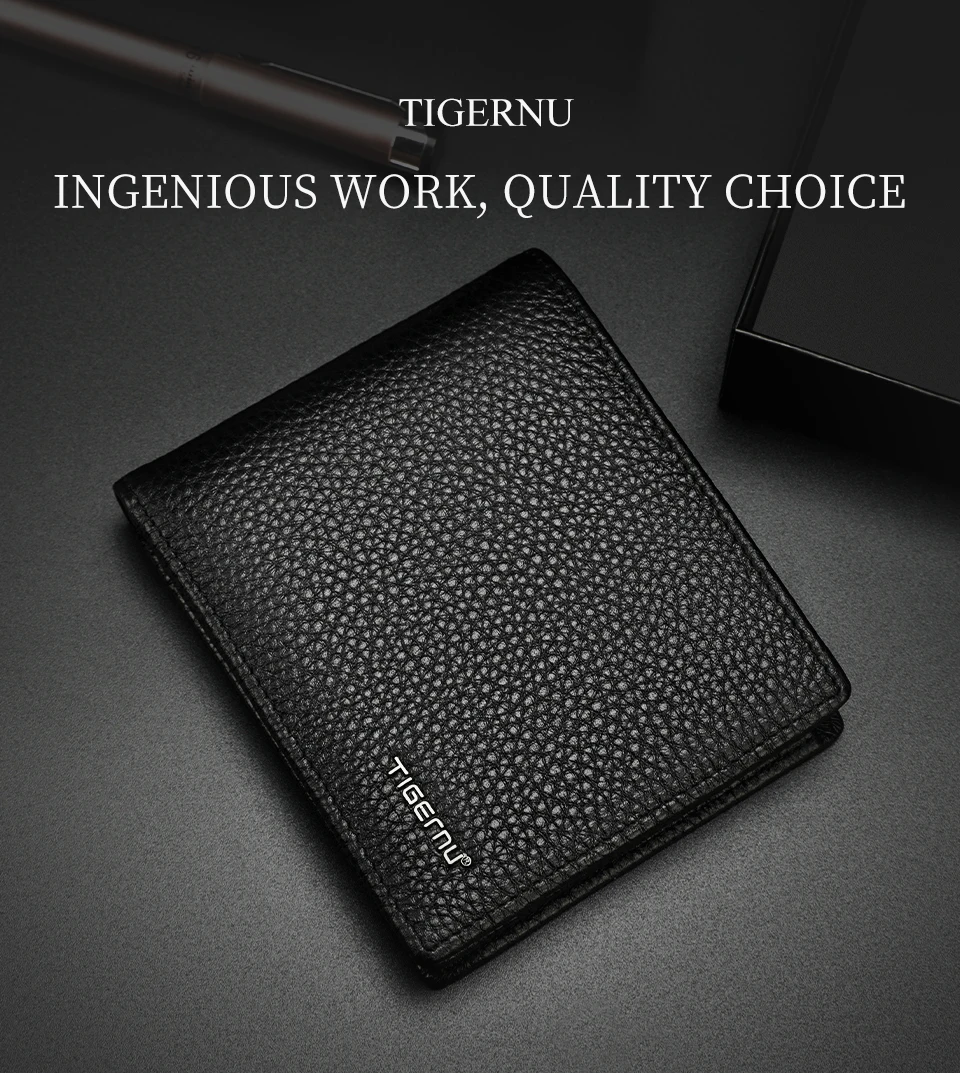 Tigernu 100% Genuine Leather Men Wallet Designer Men's Purse Card Wallet For Men Small Money Bag High Quality Luxury Male Wallet