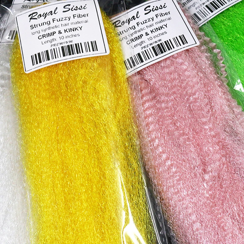 New Fly Tying Crinkled Long Synthetic Hair Kinky Strung Fuzzy Fibers for Clousers/Deceivers Pattern Streamer Fly Tying Materials