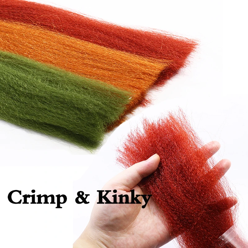 New Fly Tying Crinkled Long Synthetic Hair Kinky Strung Fuzzy Fibers for Clousers/Deceivers Pattern Streamer Fly Tying Materials