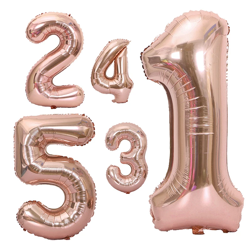 40inch Rose Gold Number Balloon Anniversary Wedding Party Decoration Digital Foil Balloons Inflatable Helium Balon Toy Wholesale