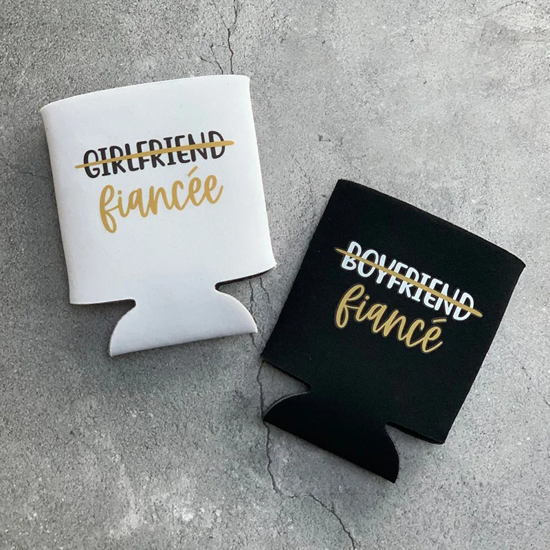 Girlfriend to Fiancée Boyfriend to Fiancé Beer Can Cooler Couples Engagement party Newly engaged Bride groom to be Gift Present