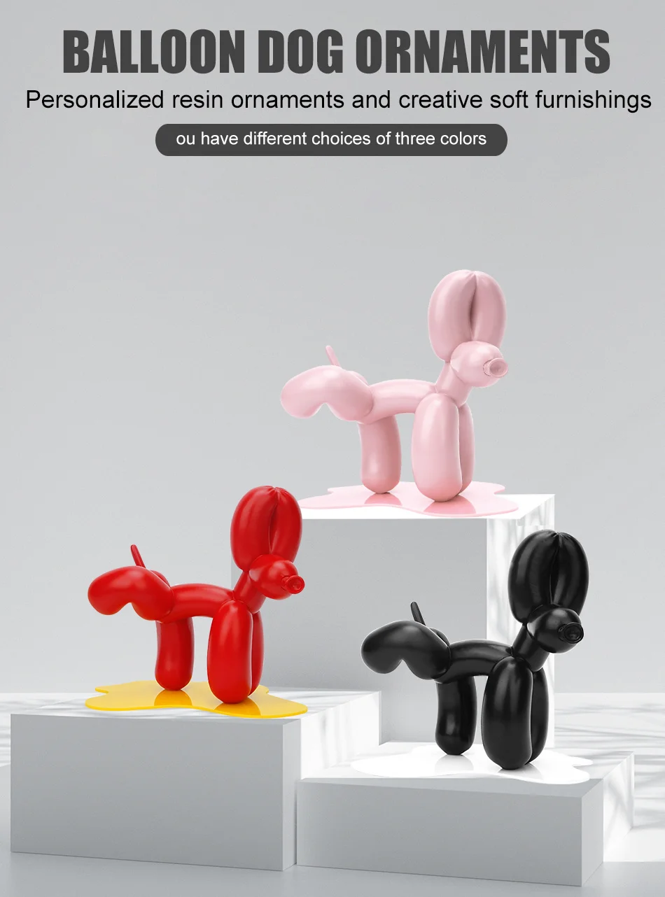 21.5cm Nordic New Peeing Balloon Dog Sculpture Resin Crafts Animal Figurines Home Decor Sculptures and Figurines Dog Statue