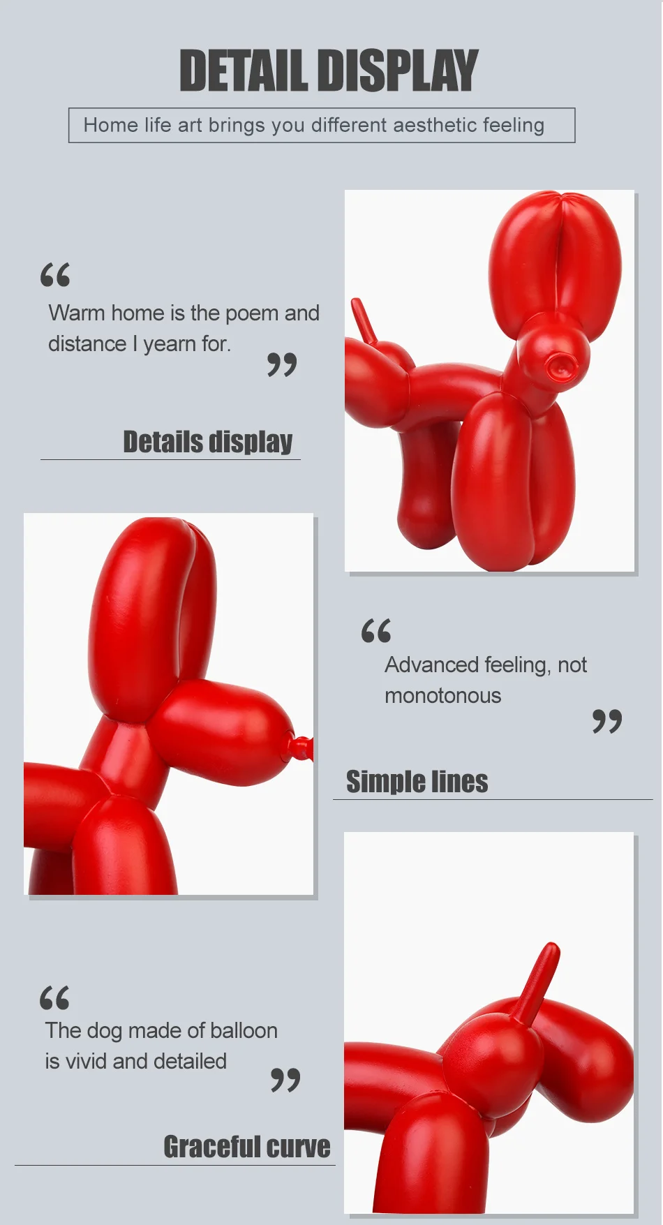21.5cm Nordic New Peeing Balloon Dog Sculpture Resin Crafts Animal Figurines Home Decor Sculptures and Figurines Dog Statue