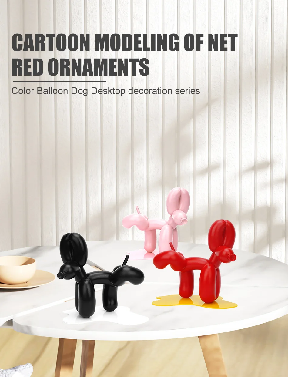 21.5cm Nordic New Peeing Balloon Dog Sculpture Resin Crafts Animal Figurines Home Decor Sculptures and Figurines Dog Statue
