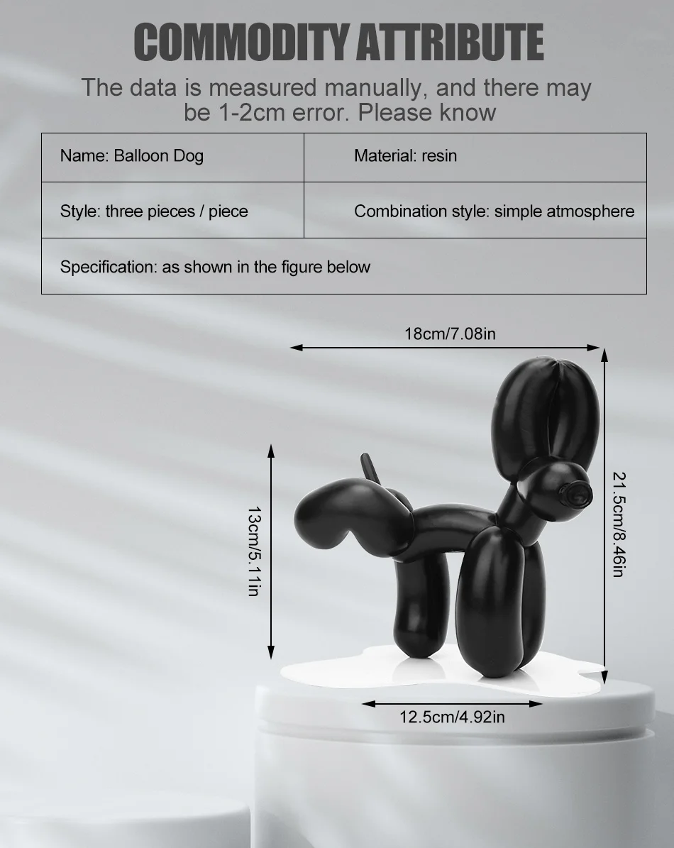 21.5cm Nordic New Peeing Balloon Dog Sculpture Resin Crafts Animal Figurines Home Decor Sculptures and Figurines Dog Statue