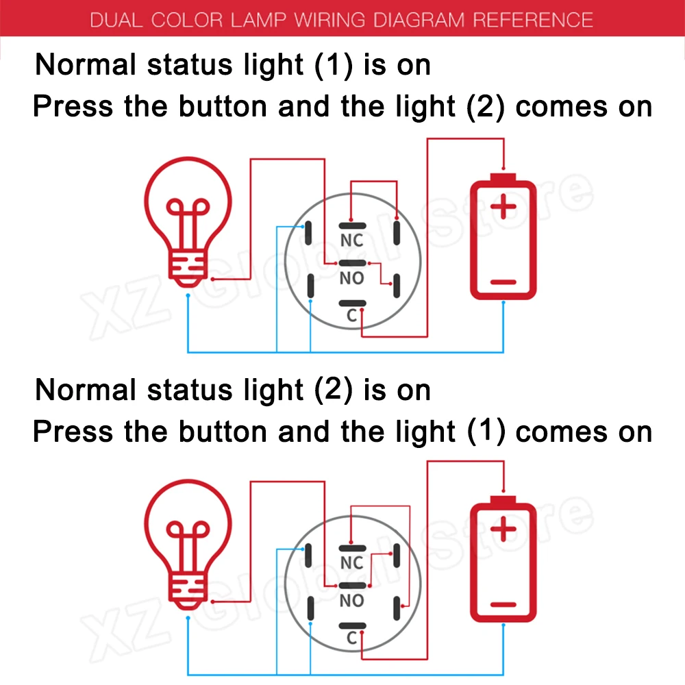 19mm 22mm Two-color Metal Push Button Switch With Waterproof Lamp Doorbell Car Momentary/Reset Latching/Fixation 12V 24V 220V