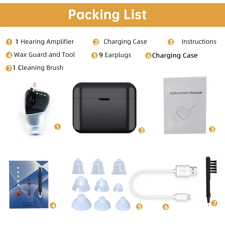 New Hearing Aids SR61 Rechargeable Audifonos for Deafness/Elderly Adjustable Wireless Invisible Ear Sound Amplifier Drop Shiping
