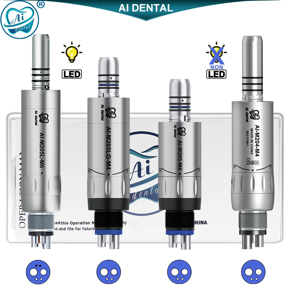 Dental Inner Water Air Motor Slow Speed Handpiece Parts AI-M204/M205 Non-LED Turbine Connector AI-M205LG LED Generator Series