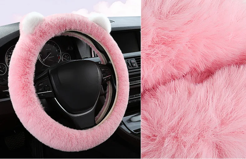 Fashion Bear Car Steering Wheel Cover Volant Plush Cartoon Car styling Braid on the Steering-wheel Funda volante 4 Colors Plush