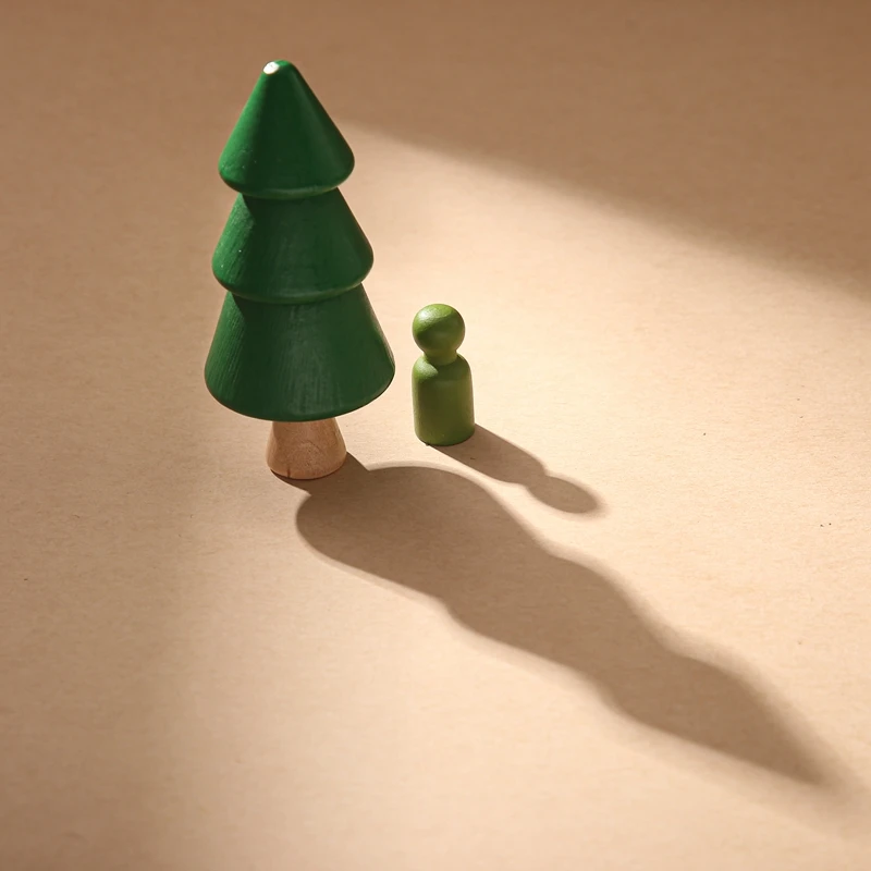Wooden Building House Block Forest Ornaments Toy Christmas Tree Children Montessori Education Toy Wooden Grasp Matching Toy Gift