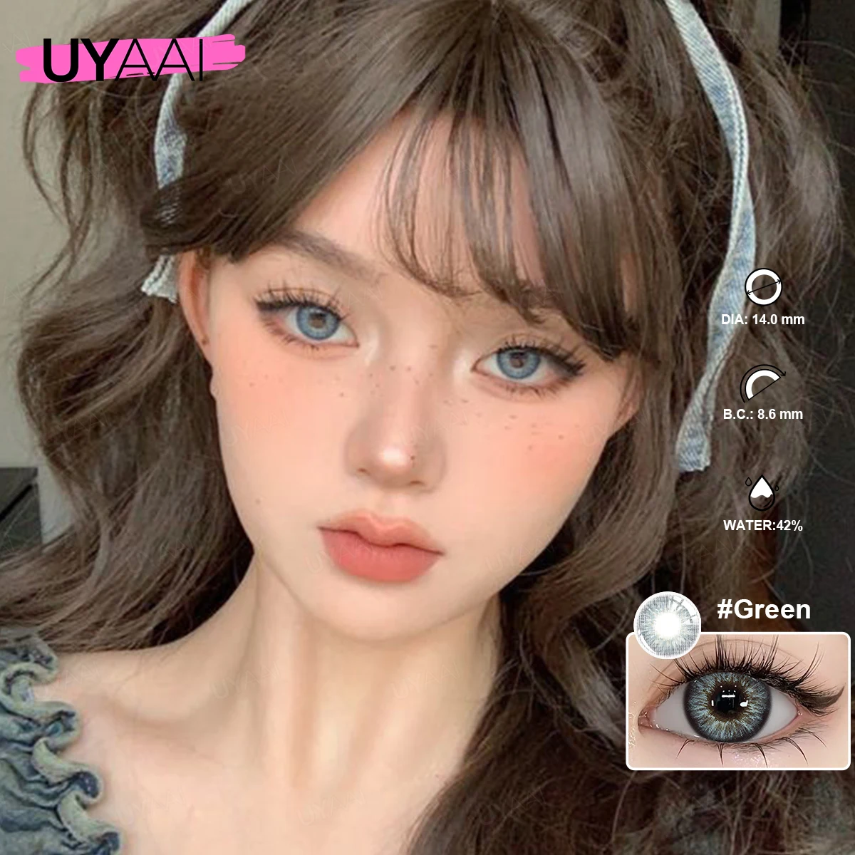 UYAAI Color Blue Contact Lenses 1 Pair Natural Eye Color Lens Yearly Colored Green Pupils For Eyes Contacts