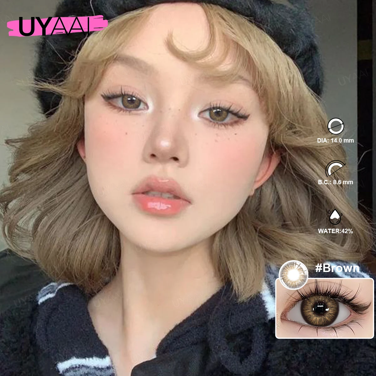 UYAAI Color Blue Contact Lenses 1 Pair Natural Eye Color Lens Yearly Colored Green Pupils For Eyes Contacts