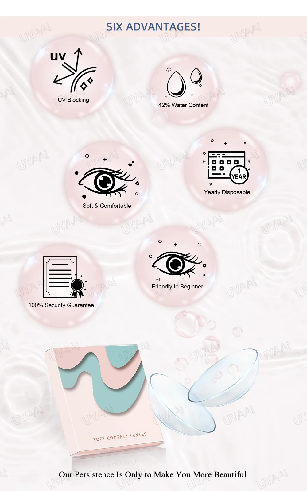 UYAAI Color Blue Contact Lenses 1 Pair Natural Eye Color Lens Yearly Colored Green Pupils For Eyes Contacts