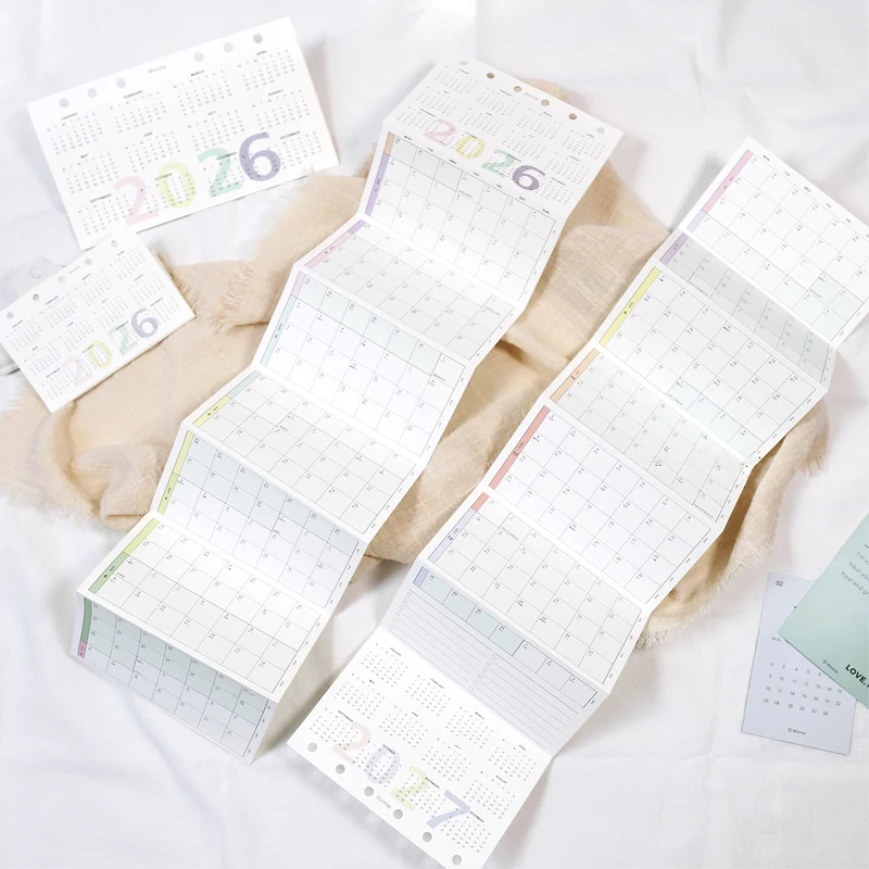 Fromthenon A6 A7 M5 2026 Calendar 8-folding 2026 Loose-leaf Notebook Calendar Year Month Plan Schedule Loose-leaf Inner Page