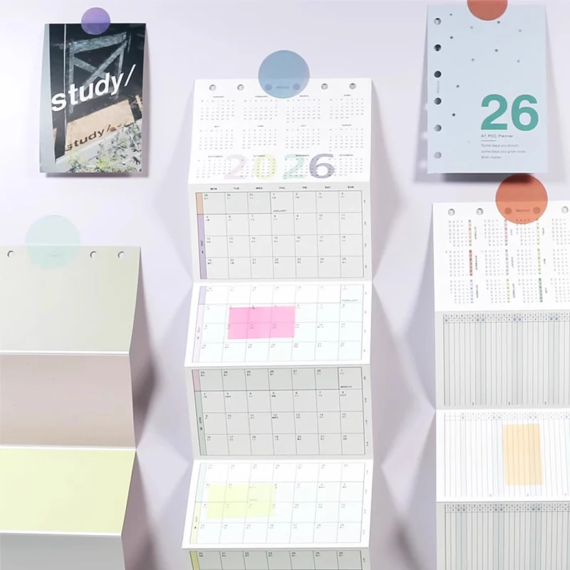 Fromthenon A6 A7 M5 2026 Calendar 8-folding 2026 Loose-leaf Notebook Calendar Year Month Plan Schedule Loose-leaf Inner Page