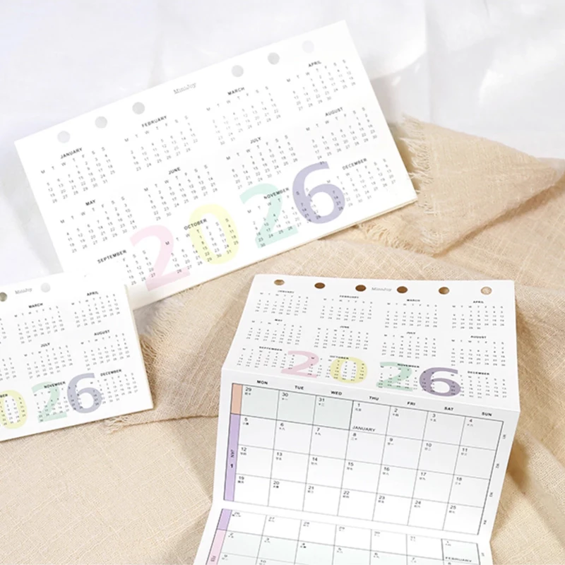 Fromthenon A6 A7 M5 2026 Calendar 8-folding 2026 Loose-leaf Notebook Calendar Year Month Plan Schedule Loose-leaf Inner Page