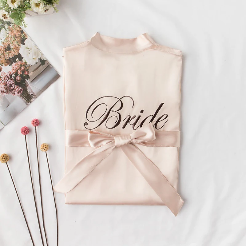 Summer Lace Sleepwear Bride&Bridemaid Wedding Robe Gown Solid Embroidery Kimono Bathrobe Women Casual Home Night Dress M L Xl