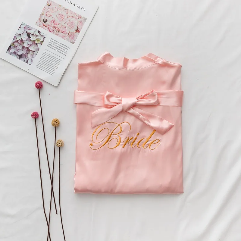 Summer Lace Sleepwear Bride&Bridemaid Wedding Robe Gown Solid Embroidery Kimono Bathrobe Women Casual Home Night Dress M L Xl