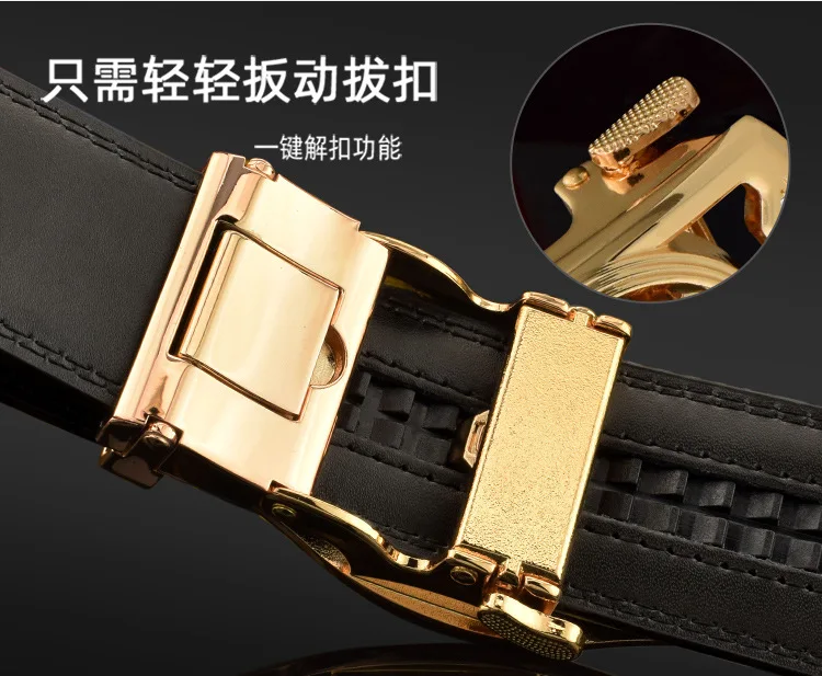 3.5cm High-quality Men's Belt Business Casual B Automatic Buckle Leather Two-layer Cowhide All-match Suit Belt for Men