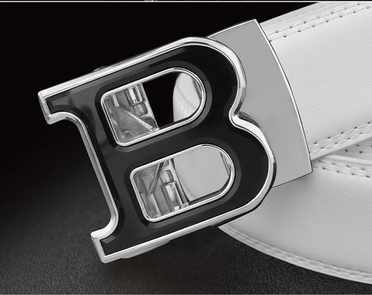 3.5cm High-quality Men's Belt Business Casual B Automatic Buckle Leather Two-layer Cowhide All-match Suit Belt for Men