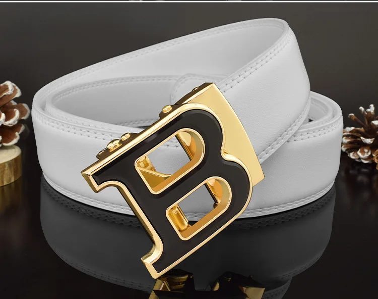3.5cm High-quality Men's Belt Business Casual B Automatic Buckle Leather Two-layer Cowhide All-match Suit Belt for Men
