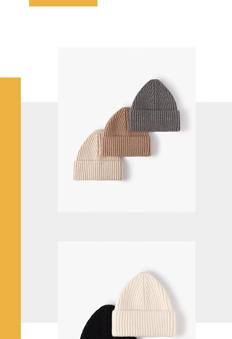 New Korean Wool Acrylic Knitted Caps Women Men Skullcap Autumn Winter Elastic Skullies Beanies Hat Wholesale