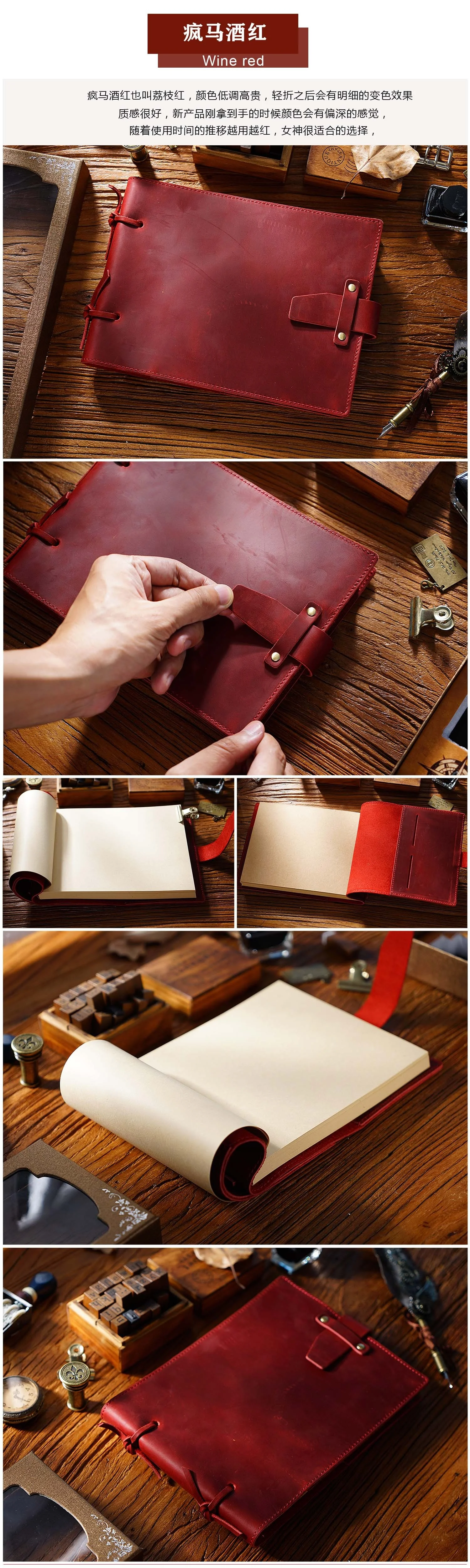 Genuine Leather Sketchbook Retro Painting Notebook Boy"s Girl Student Leather Binding Notebook Classic Handmade Notepad