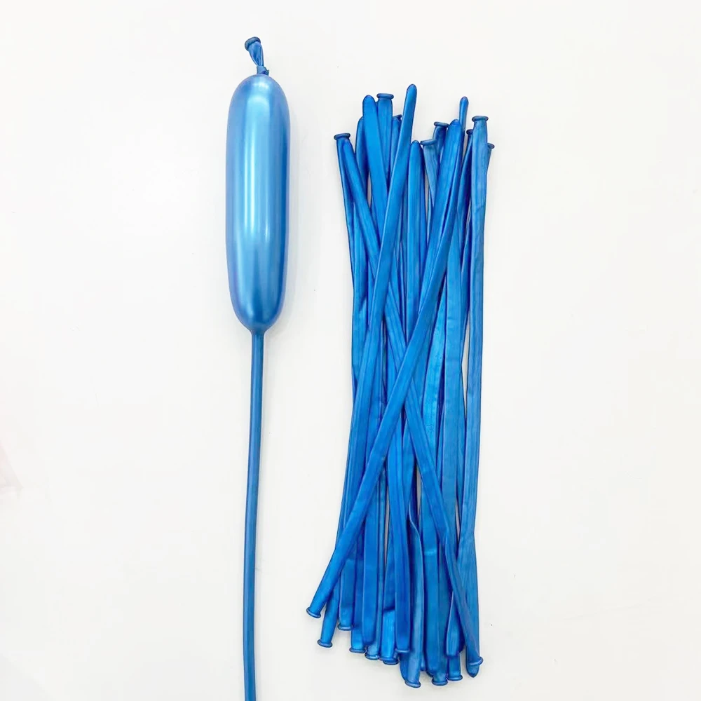 10/20/30Pcs Metal Long Balloons Metallic Silver Blue Purple Green Chrome Rose Gold Long Balloon for Birthday Baby Shower Decor