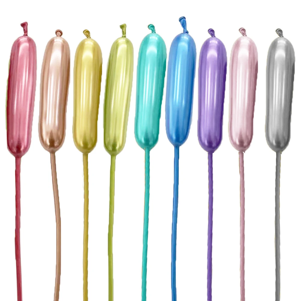 10/20/30Pcs Metal Long Balloons Metallic Silver Blue Purple Green Chrome Rose Gold Long Balloon for Birthday Baby Shower Decor