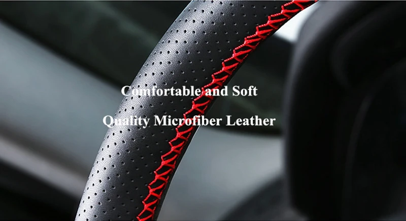 Anti-slip Fiber Leather DIY 38cm Car Steering Wheel Cover Case With Needles And Thread Automobile Interior Accessory Universal