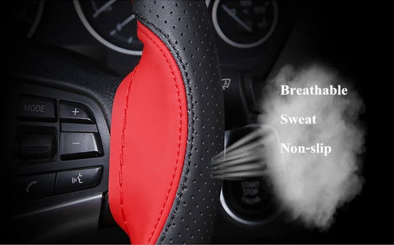 Anti-slip Fiber Leather DIY 38cm Car Steering Wheel Cover Case With Needles And Thread Automobile Interior Accessory Universal