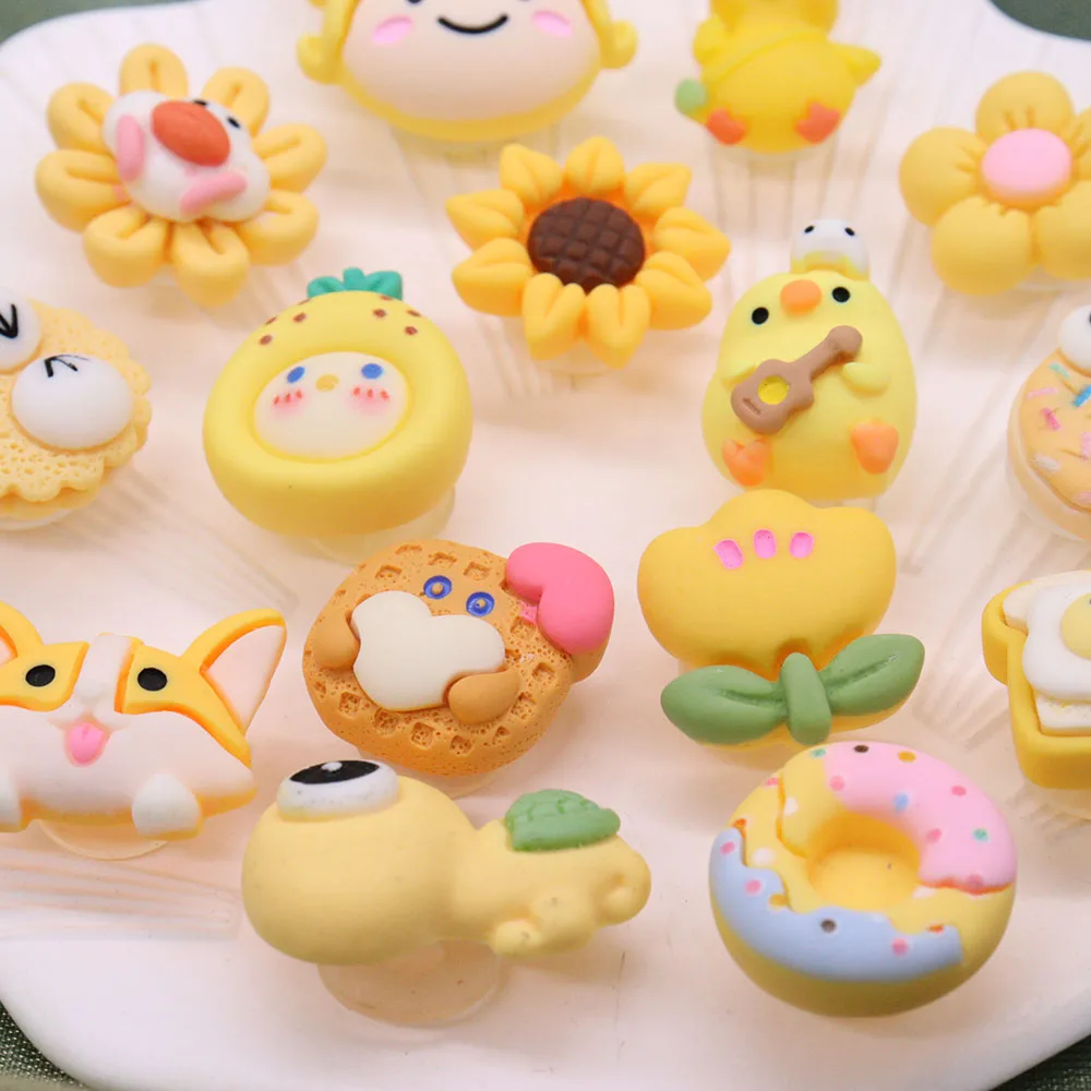 1-15pcs Resin Shoe Accessories Yellow Chicken Turtle Sunflower Dount Shoes Charms Decoration Fit Boys Girls Party Gift