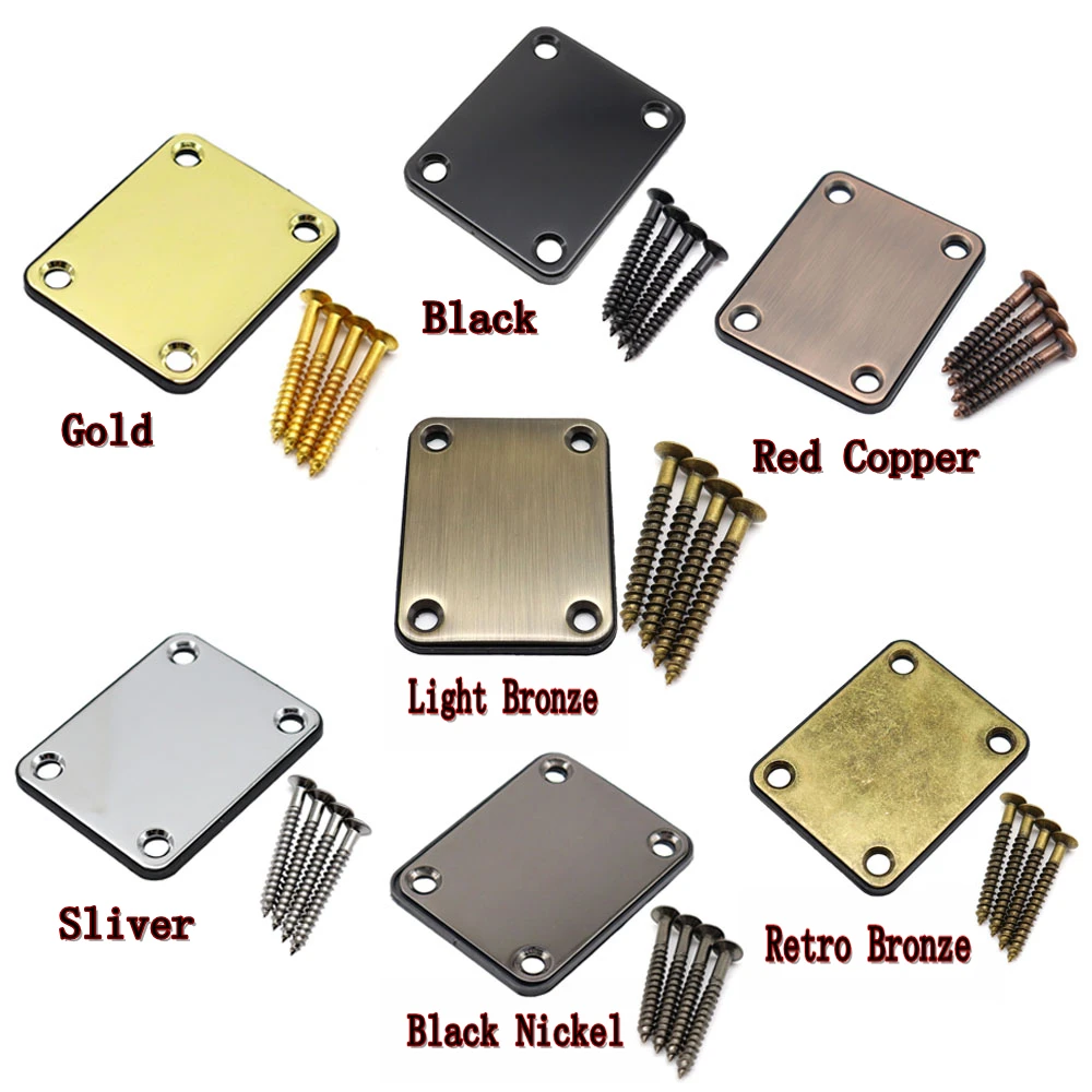 1Set Electric Guitar Neck Plate with Screws for ST TL Guitar Jazz Bass Replacement Guitar Accessories 7 Coloer