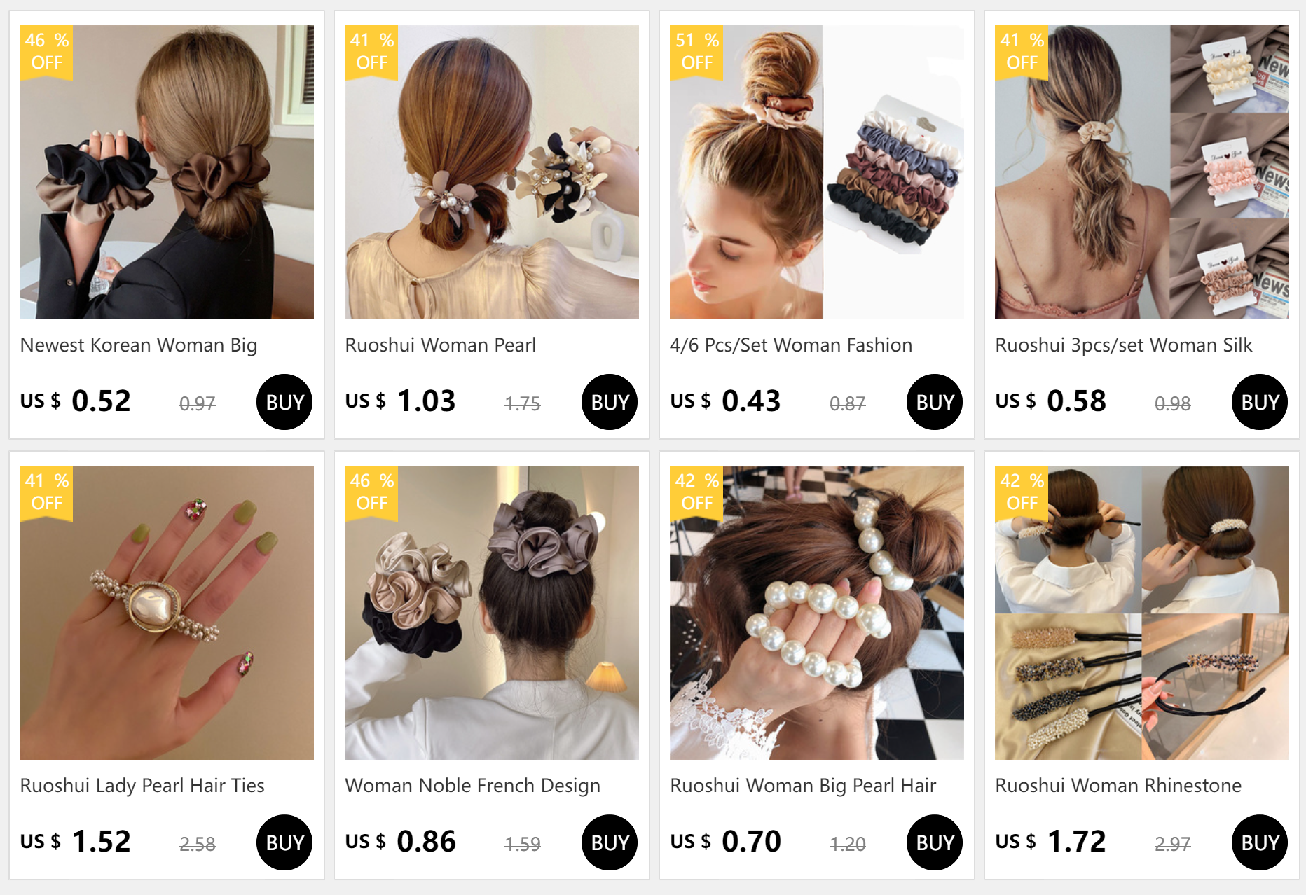 Woman Large Solid Color Chiffon Scrunchies Girls Sweet Rubber Band Lady Hair Accessories Hair Ties Ponytail Holders Ornaments