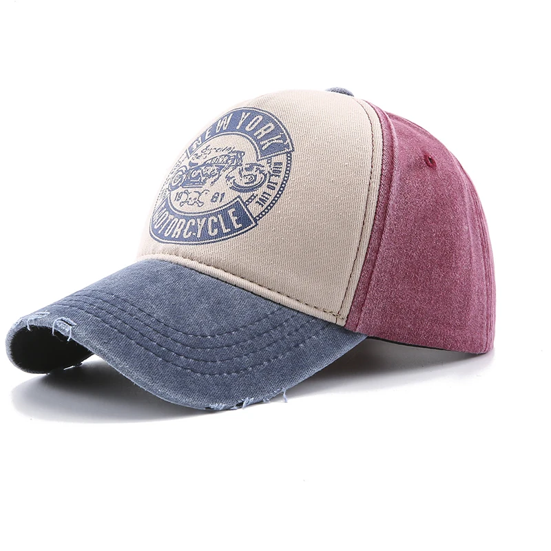 New Fashion Letter Print Snapback Washed Cotton Baseball Cap Men Women Patchwork Hip Hop Caps Outdoor Spring Summer Sun Hat