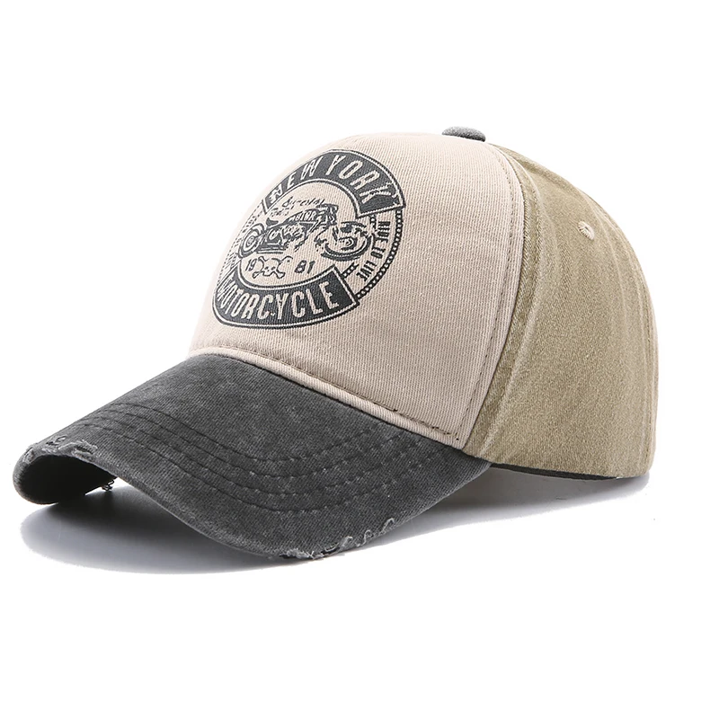New Fashion Letter Print Snapback Washed Cotton Baseball Cap Men Women Patchwork Hip Hop Caps Outdoor Spring Summer Sun Hat