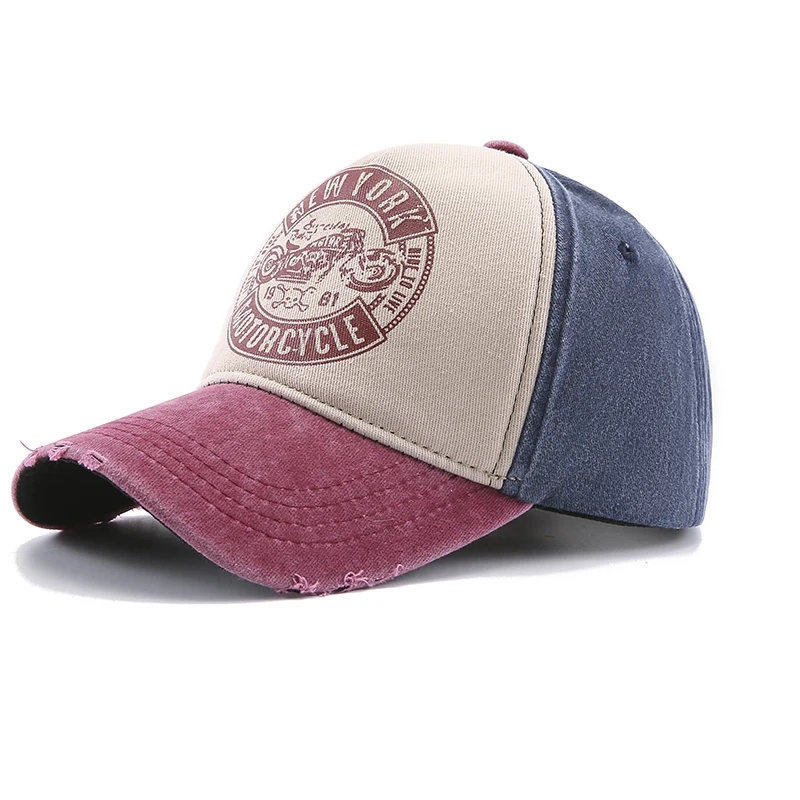 New Fashion Letter Print Snapback Washed Cotton Baseball Cap Men Women Patchwork Hip Hop Caps Outdoor Spring Summer Sun Hat