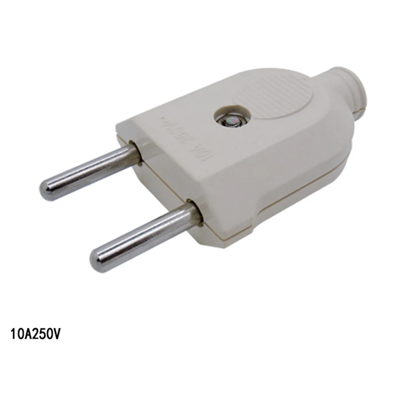 1pcs European 2 Pin AC Electric Power Male Plug 10A EU Female Socket Outlet Adapter Wire Rewireable Extension Cord Connector