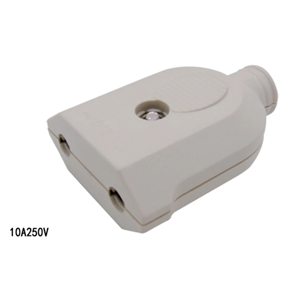 1pcs European 2 Pin AC Electric Power Male Plug 10A EU Female Socket Outlet Adapter Wire Rewireable Extension Cord Connector