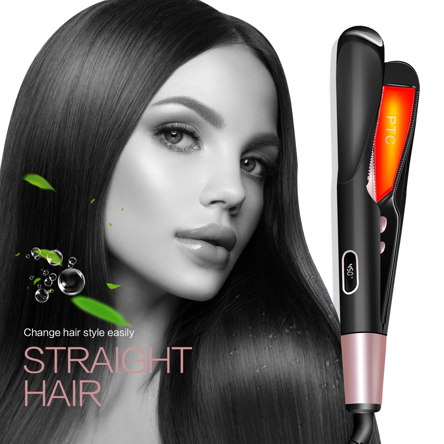2 In 1 Pro Twist Hair Straightener And Curler Spiral Wave Curling Gold Titanium Flat Iron Straightening Curling Styling Tool