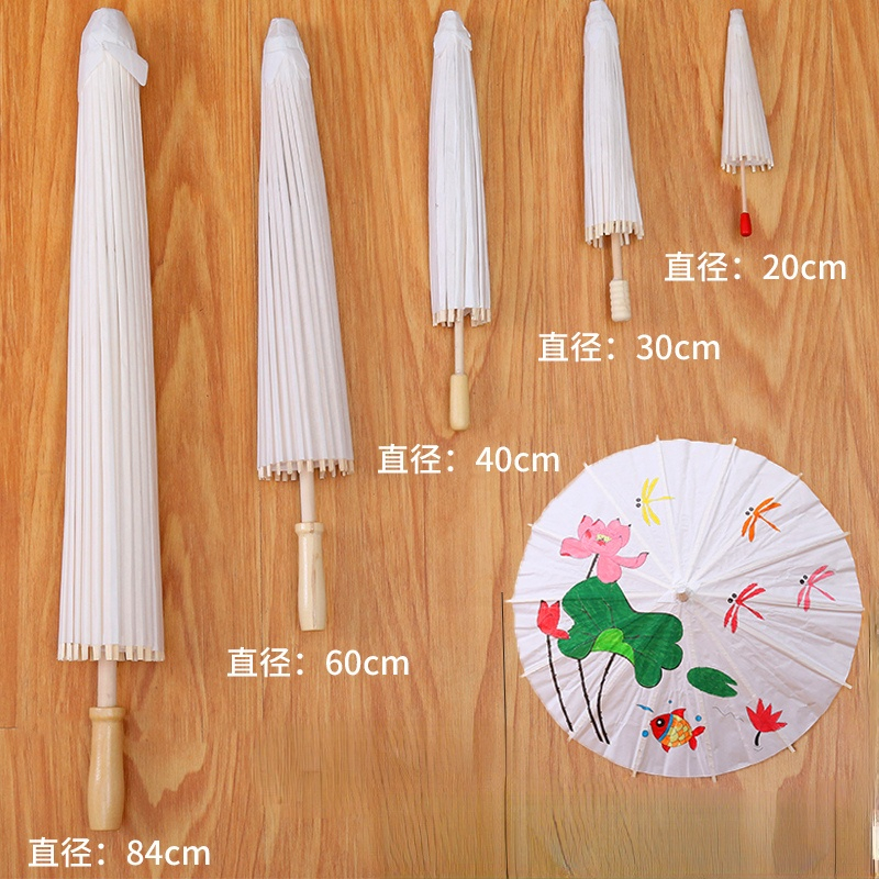White Paper Umbrella Women Vintage Dance Prop Wedding Party Favors Christmas Home Ceiling Decors 20/30/40/60cm Paper Umbrella