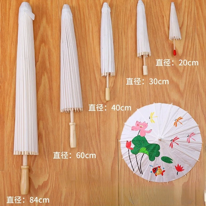 White Paper Umbrella Women Vintage Dance Prop Wedding Party Favors Christmas Home Ceiling Decors 20/30/40/60cm Paper Umbrella