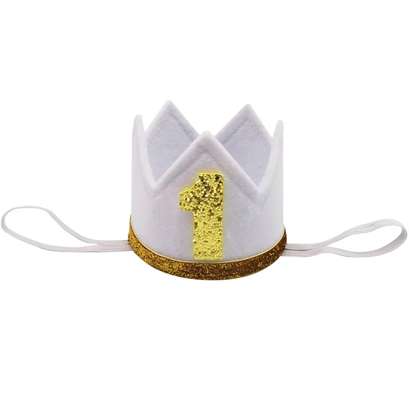 1Pcs One 1 2 3 Year Birthday Hat Crown Headband Happy Birthday Party Decor Kids 1st 2nd 3rd Anniversary Caps Photo Props Supplie